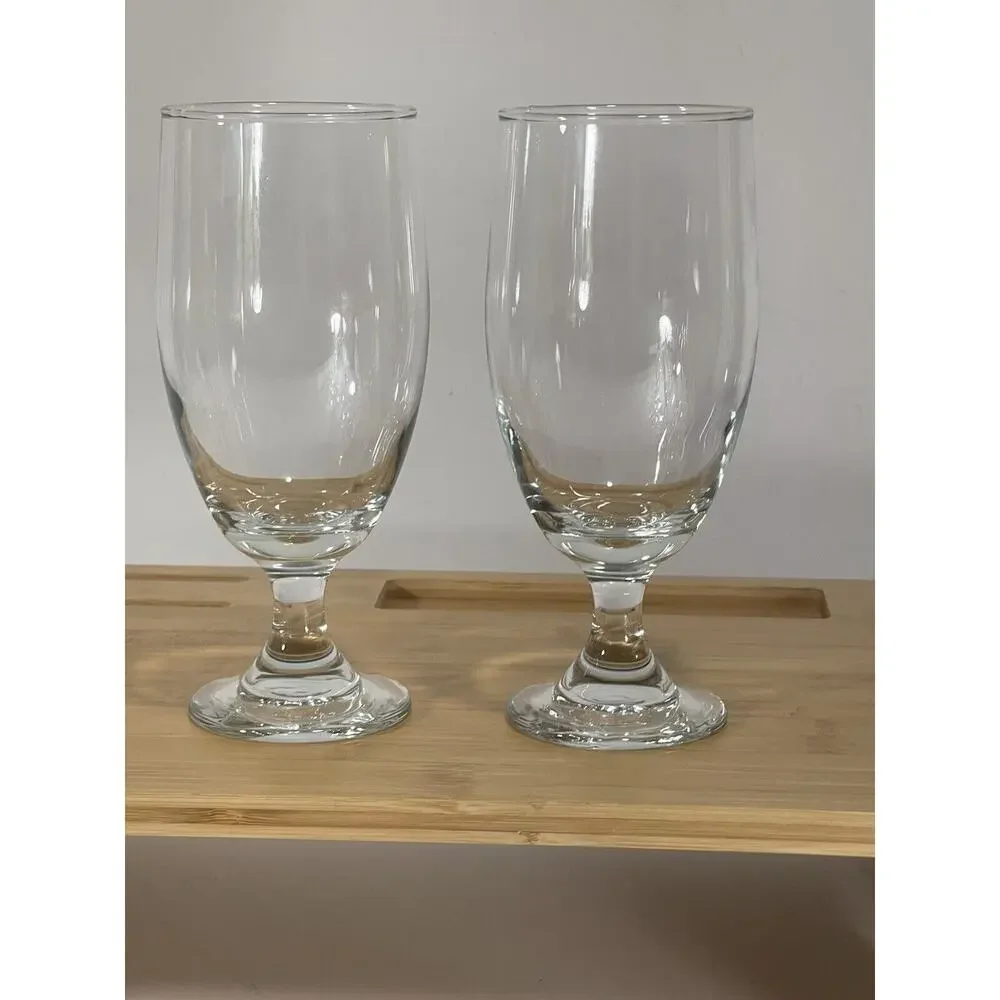 Crystal Stem Beer Pilsner Glasses Set Of 2 Juice Iced Tea‎ Stemmed Glass Thick